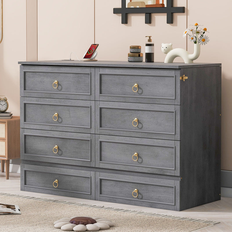 DreamHaus Murphy bed with large drawers and stylish cabinet design, featuring a sleek, modern look and functional storage.