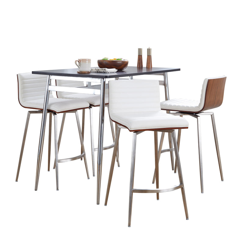 Lumi Source Marcel Mason 5-piece swivel contemporary counter height dining set with round table and matching chairs in modern design.
