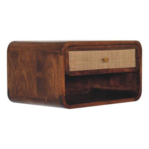 Wall Mounted Open Woven Bedside Table - Chestnut - R&R Furniture Gallery (Fountain Valley, CA)