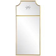 Uttermost Caddington tall wall mirror with brass frame, featuring a sleek and modern design for stylish home decor.