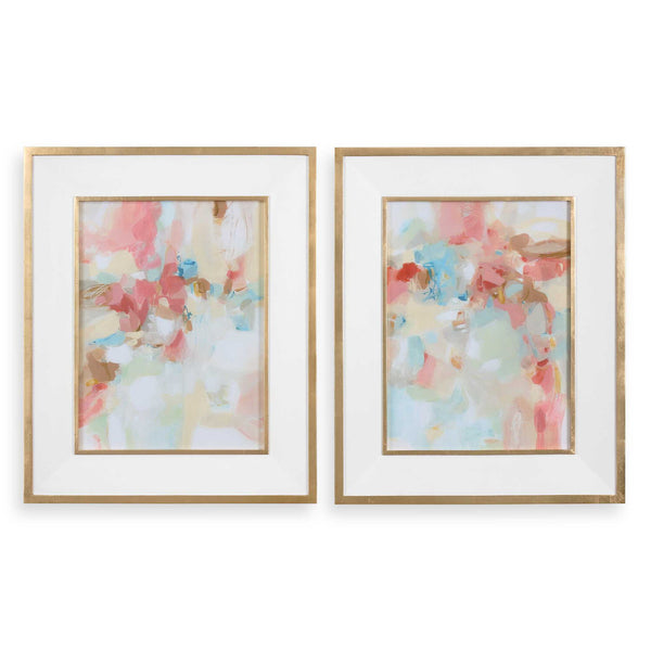 A Touch Of Blush And Rosewood Fences - Art (Set of 2) - Pink