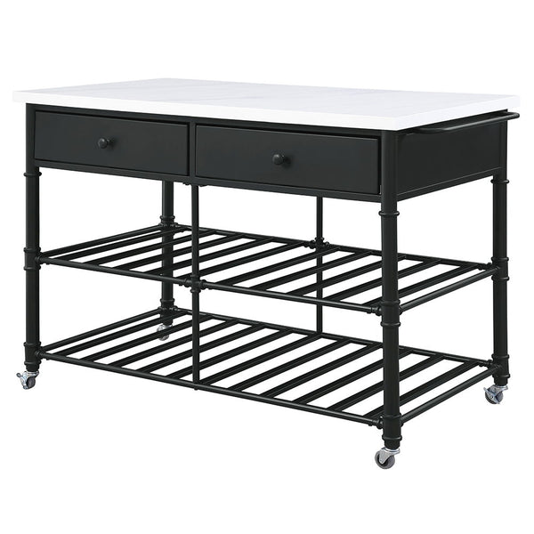Emery - Kitchen Island - White Cultured Marble Top & Gray