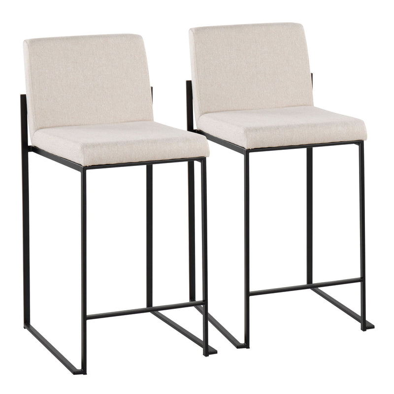 Lumi Source Fuji contemporary modern high back counter stool with sleek design and wooden legs, ideal for kitchen or bar seating.