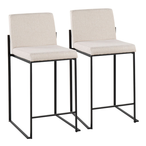 Lumi Source Fuji contemporary modern high back counter stool with sleek design and wooden legs, ideal for kitchen or bar seating.