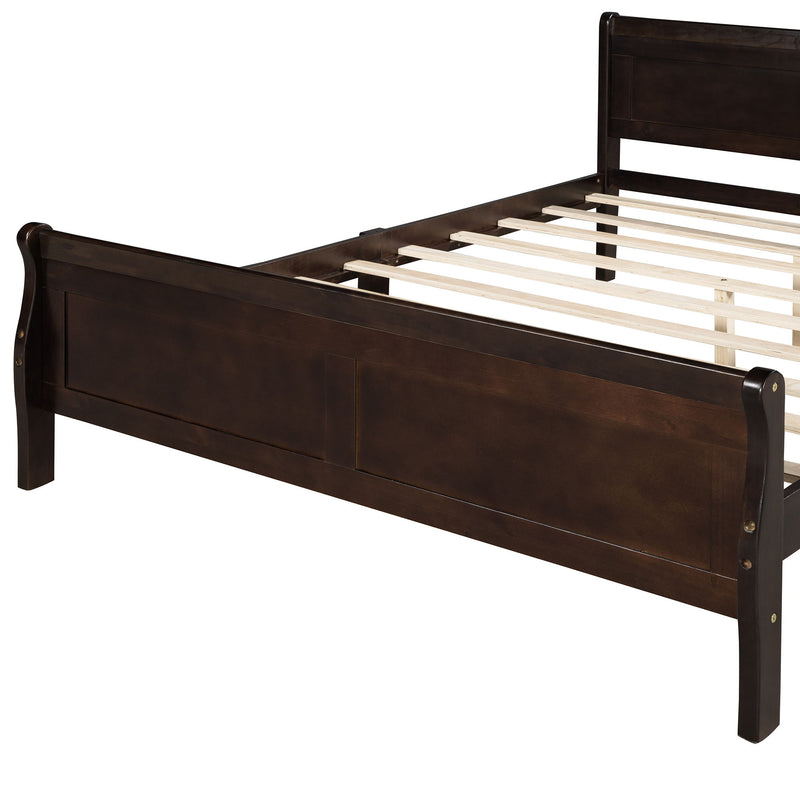 Platform Bed Frame Mattress Foundation Sleigh Bed With Headboard / Footboard / Wood Slat Suppor - R&R Furniture Gallery (Fountain Valley, CA)
