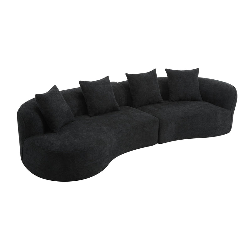 Elegant curved sectional sofa by Noble House with full foam cushions, showcasing a stylish stationary sofa design.