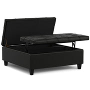 Harrison - Large Square Coffee Table Storage Ottoman - Black - R&R Furniture Gallery (Fountain Valley, CA)
