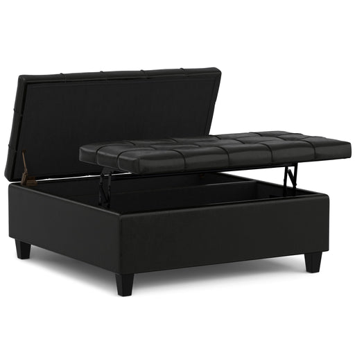 Harrison - Large Square Coffee Table Storage Ottoman - Black - R&R Furniture Gallery (Fountain Valley, CA)