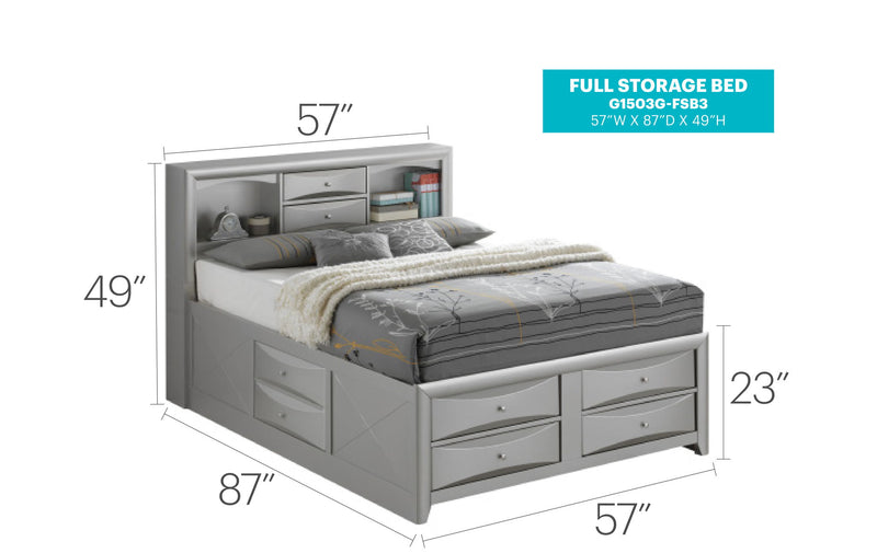 Modern Design Storage Bed With Bookcase Headboard - R&R Furniture Gallery (Fountain Valley, CA)