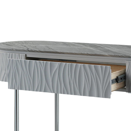 Yukino - Sofa Table - Gray High Gloss & Chrome - R&R Furniture Gallery (Fountain Valley, CA)