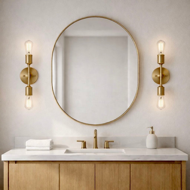 Reverie - Double Lights Bathroom Wall Sconce Over Mirror - Clear / Gold - R&R Furniture Gallery (Fountain Valley, CA)