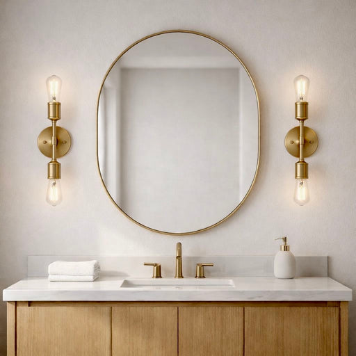 Reverie - Double Lights Bathroom Wall Sconce Over Mirror - Clear / Gold - R&R Furniture Gallery (Fountain Valley, CA)