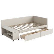 L Shaped Upholstered Platform Bed With Storage And Drawers - R&R Furniture Gallery (Fountain Valley, CA)