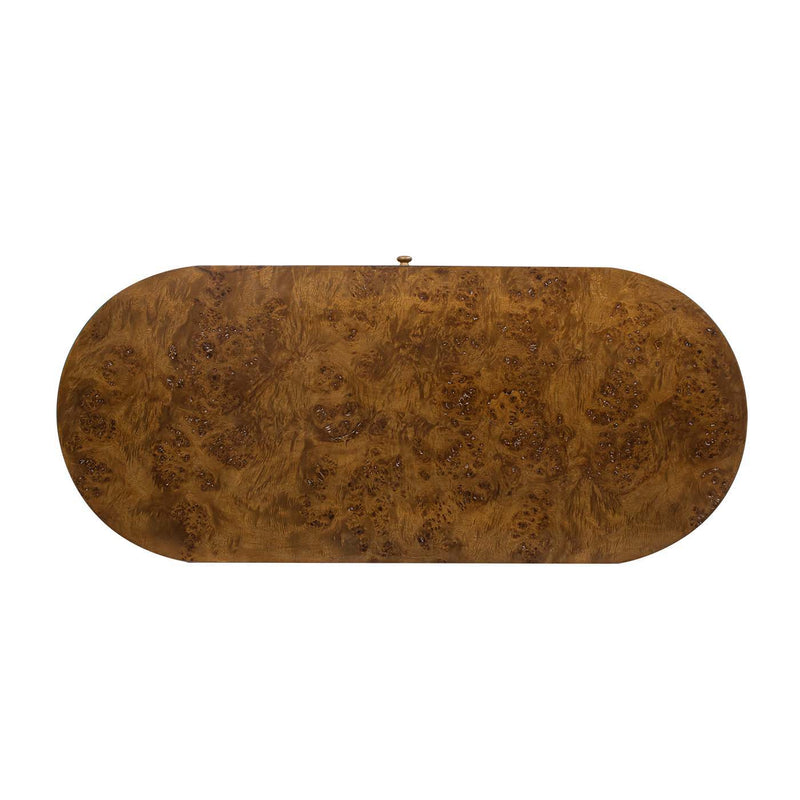 Jennifer Taylor Home Jesse single drawer oval computer desk with sleek wood finish and minimalist design, ideal for home office use.