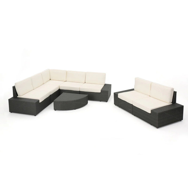 Santa Cruz - Outdoor 8 Piece Sectional Set - Dark Brown - R&R Furniture Gallery (Fountain Valley, CA)