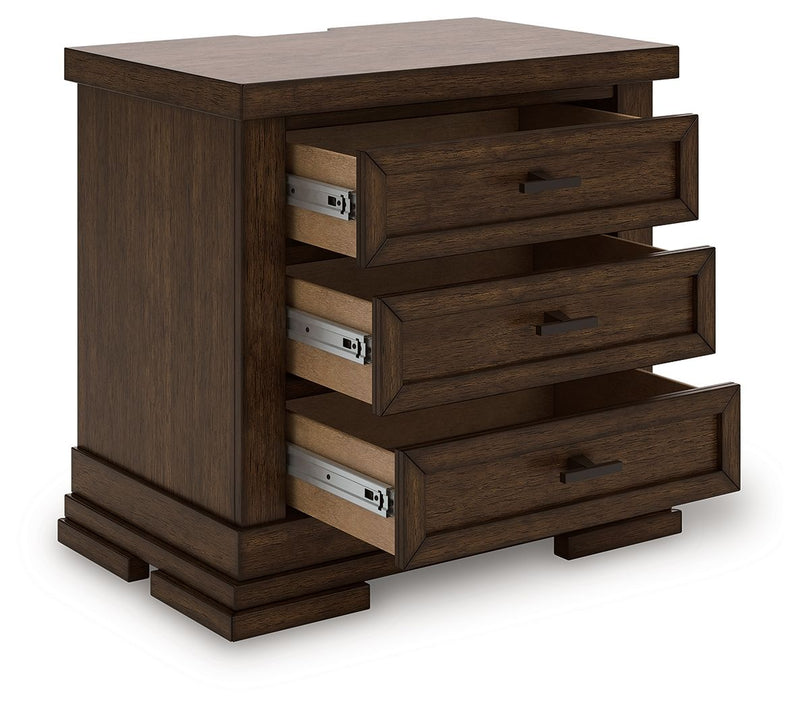Taffenbrook - Three Drawer Night Stand - Medium Brown - R&R Furniture Gallery (Fountain Valley, CA)
