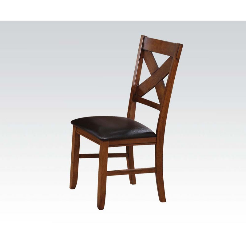 Apollo - Side Chair (Set of 2) - Espresso Synthetic Leather & Walnut - R&R Furniture Gallery (Fountain Valley, CA)