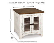 Wystfield - Rectangular End Table - 2 Doors - White / Brown - R&R Furniture Gallery (Fountain Valley, CA)
