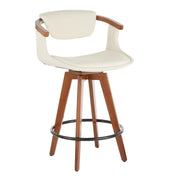 Lumi Source Oracle mid-century modern counter stool with wooden seat and metal legs, 24-27 inch height for kitchen or bar seating.