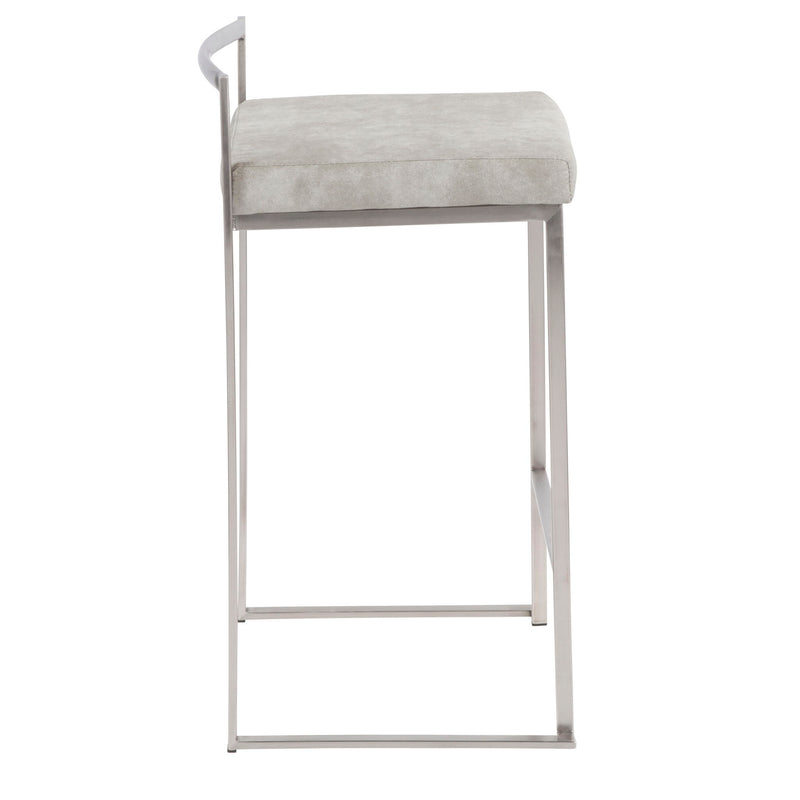 Lumi Source Fuji contemporary stackable counter stool set featuring sleek modern design and wooden seats with metal frames