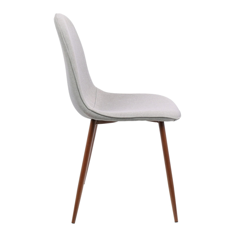 Set of two Lumi Source Pebble mid-century modern dining chairs with curved seats and wooden legs, showcasing stylish furniture design.