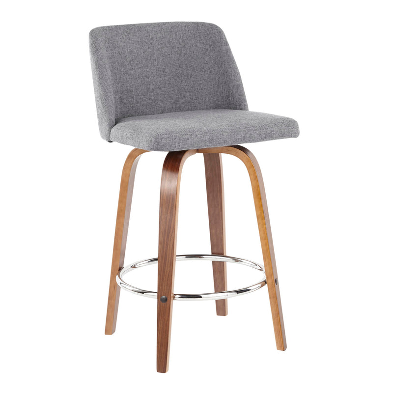 Lumi Source Toriano mid-century modern fixed height counter stools with round footrest, set of 2, featuring sleek wooden design