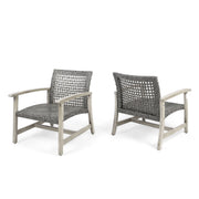 Outdoor Club Chair With Rattan Cover And Acacia Wood Frame - Gray - R&R Furniture Gallery (Fountain Valley, CA)