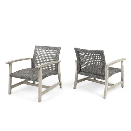Outdoor Club Chair With Rattan Cover And Acacia Wood Frame - Gray - R&R Furniture Gallery (Fountain Valley, CA)