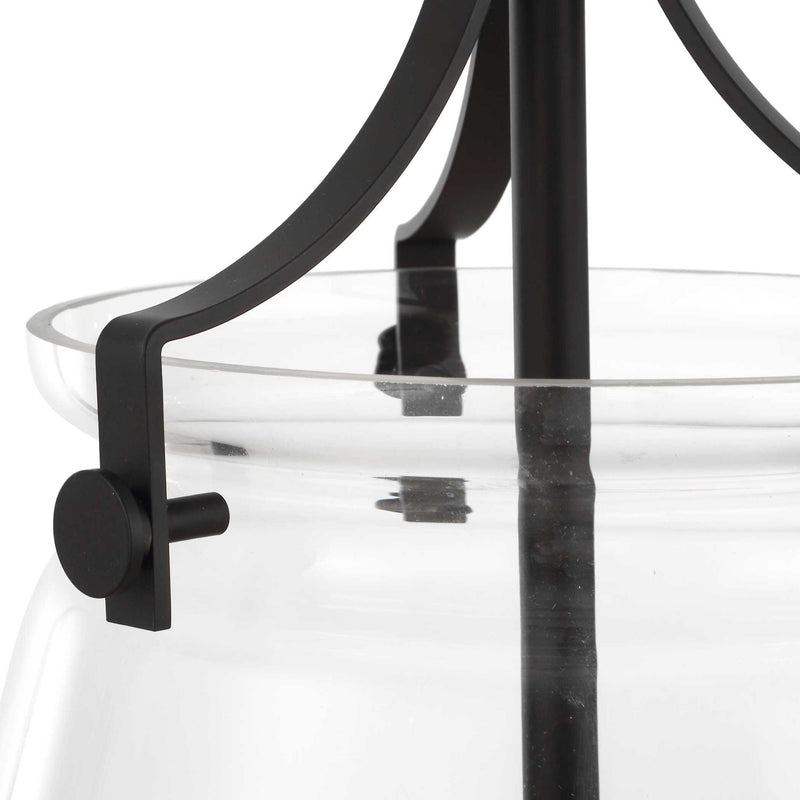 Dewdrop - 1 Light Glass Shade Pendant - Black