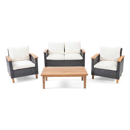 Isla - Transitional Chat Set With Water Resistant Cushions - Teak - R&R Furniture Gallery (Fountain Valley, CA)