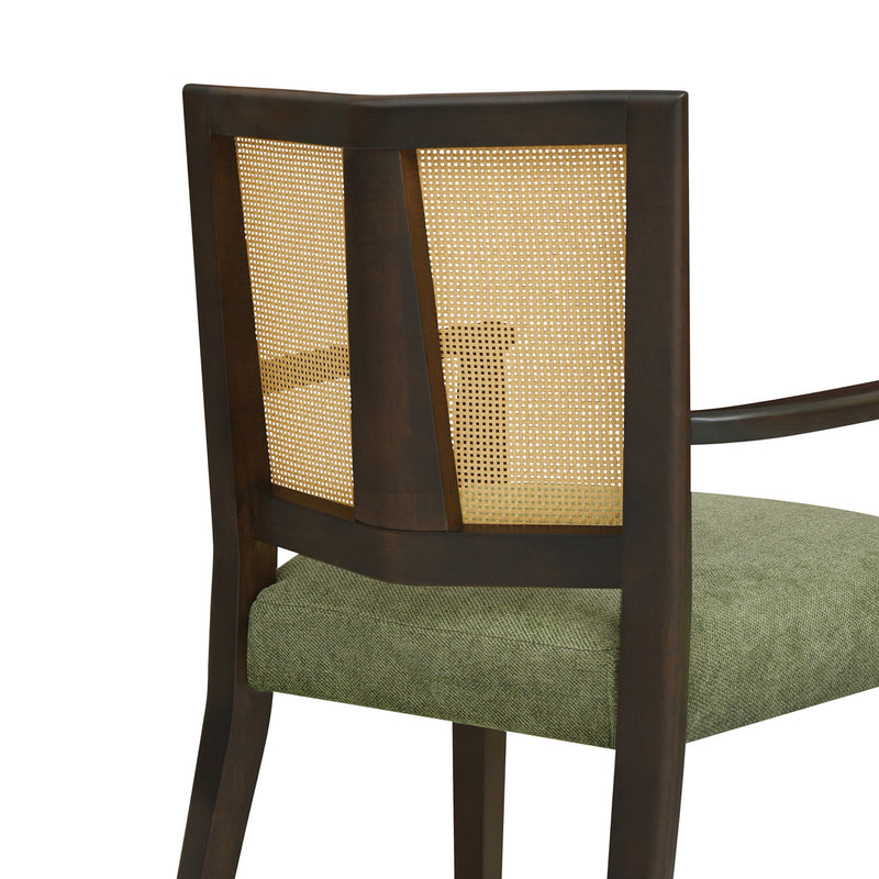 Mid Century Modern Arm Dining Chair Set With Rattan Backrest - R&R Furniture Gallery (Fountain Valley, CA)