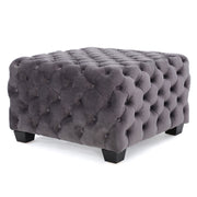 Noble House modern glam upholstered ottoman with button tufted design and plush fabric, perfect for stylish living room decor.