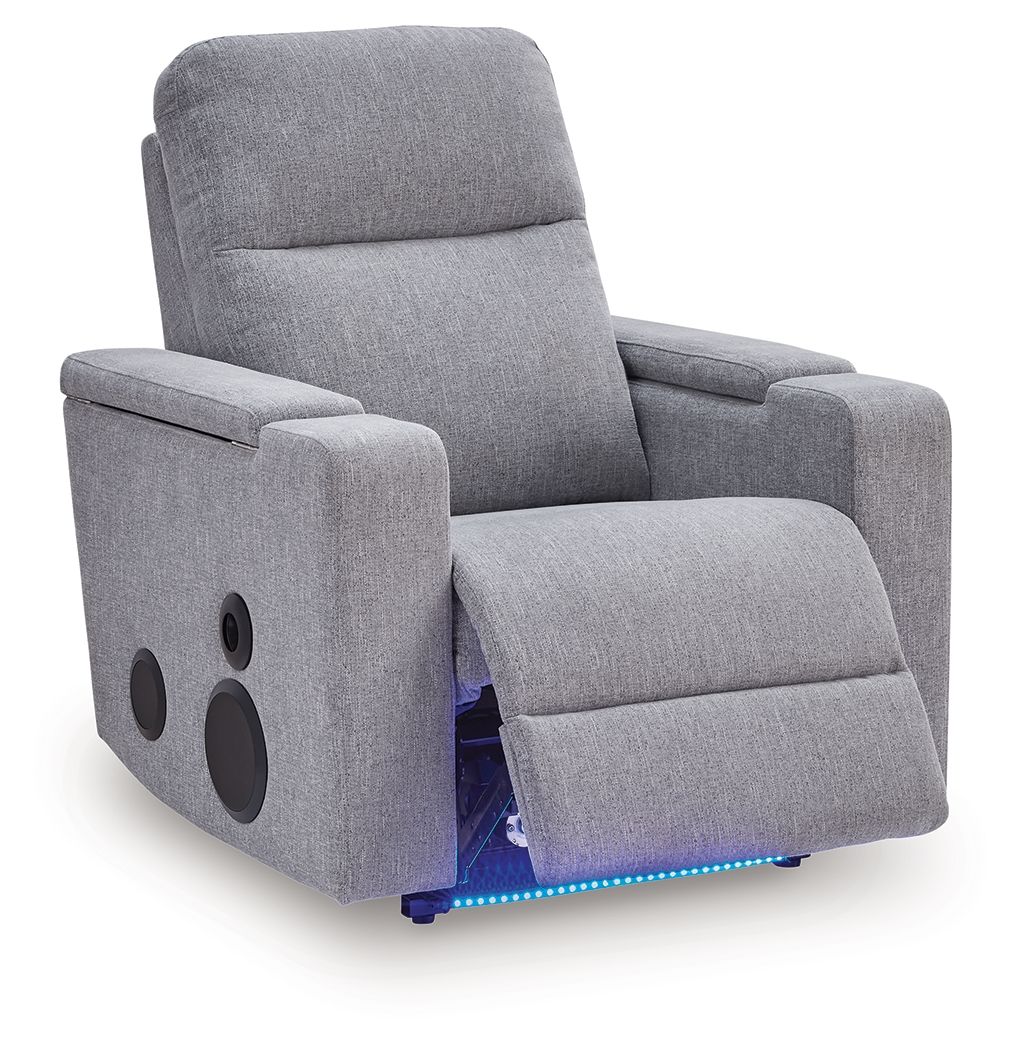 Pineland - Glider Power Recliner With Audio System - Pewter - R&R Furniture Gallery (Fountain Valley, CA)