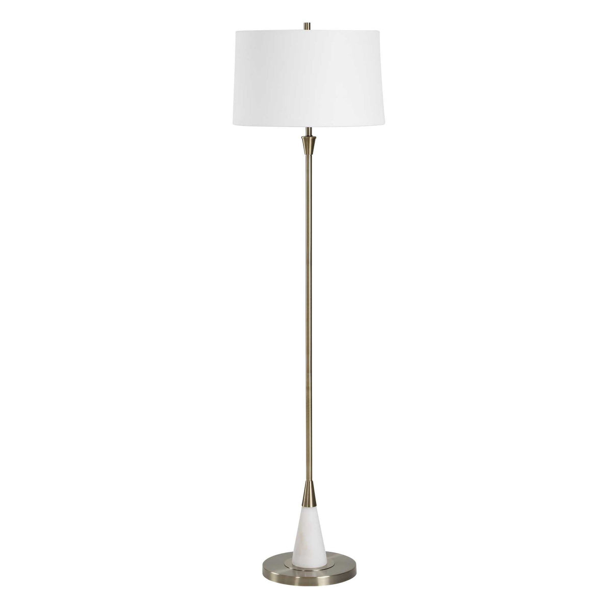 Marble Base Floor Lamp - Antique Brass / White