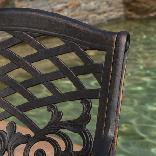 Luminea - Outdoor Aluminum Dining Chair With Scroll Design, Lattice Pattern And Cabriole Legs - Copper - R&R Furniture Gallery (Fountain Valley, CA)
