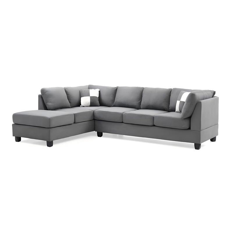 Glory Furniture Malone Comfort Sectional sofa in neutral fabric, featuring plush cushions and a modern stationary design.