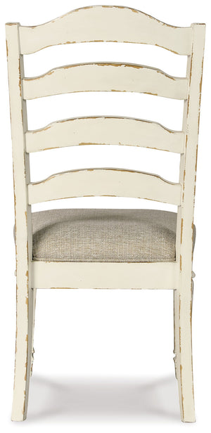 Realyn - Dining UPH Side Chair (Set of 2) - Ladderback - Chipped White - R&R Furniture Gallery (Fountain Valley, CA)