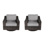 Outdoor Swivel Patio Chair With Cushions (Set of 2) - Brown - R&R Furniture Gallery (Fountain Valley, CA)