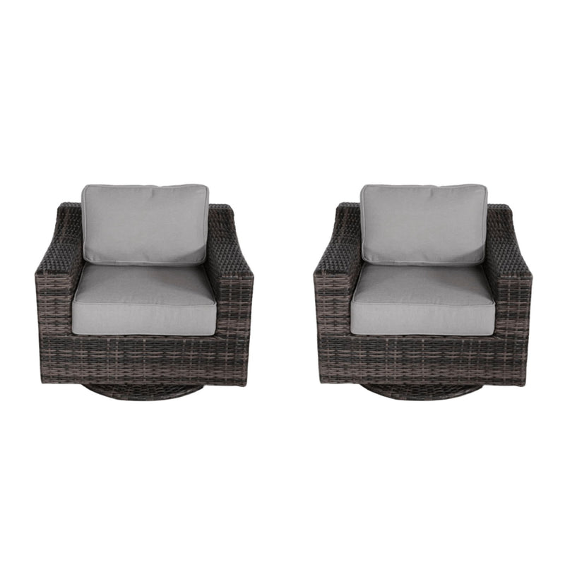 Outdoor Swivel Patio Chair With Cushions (Set of 2) - Brown - R&R Furniture Gallery (Fountain Valley, CA)