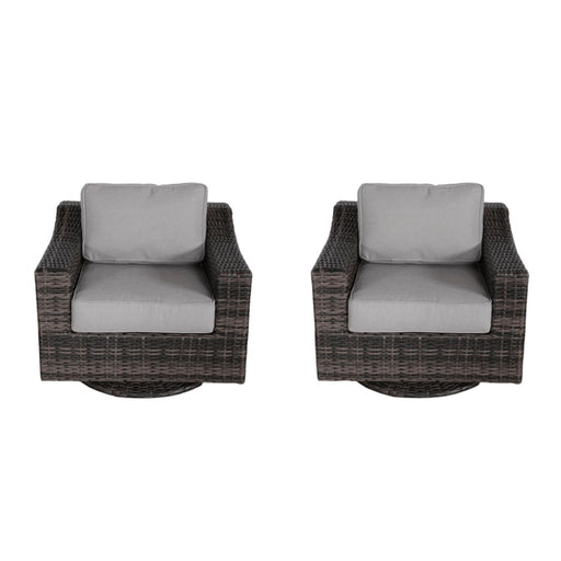 Outdoor Swivel Patio Chair With Cushions (Set of 2) - Brown - R&R Furniture Gallery (Fountain Valley, CA)
