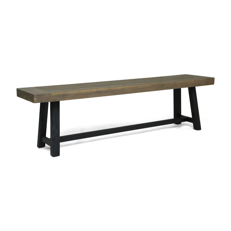 Noble House Cloud outdoor bench with acacia wood frame and slat panel design, suitable for garden or patio seating.