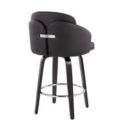 Lumi Source Dahlia contemporary counter stool set with round footrests, featuring sleek design and modern upholstery in a living space.