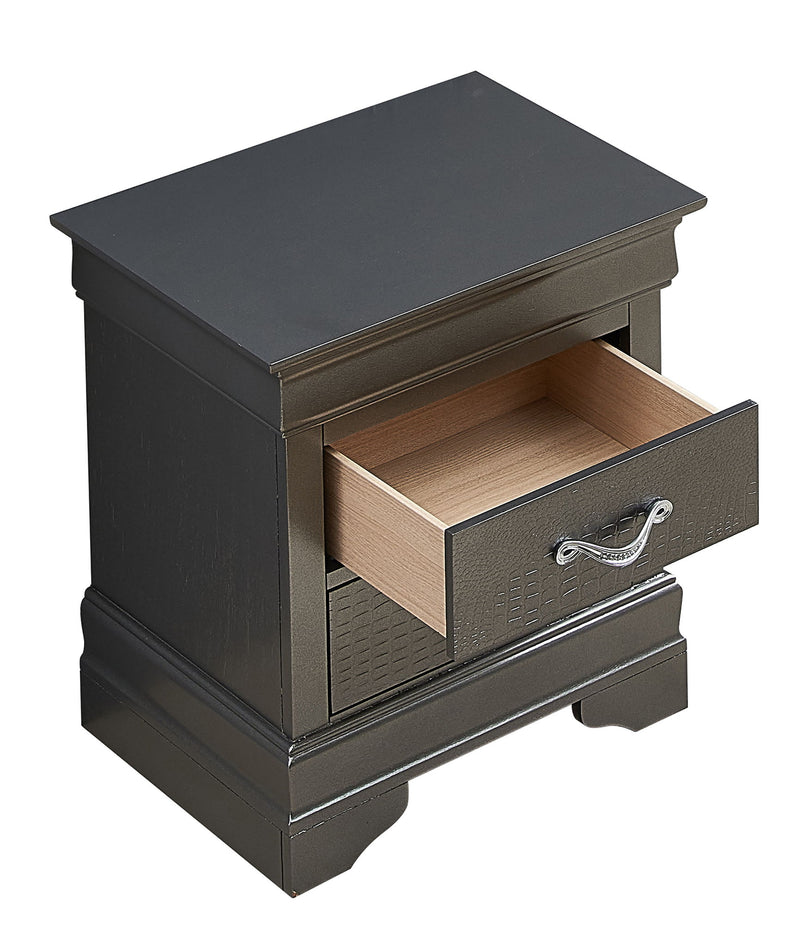 Glory Furniture decorative accent nightstand with a sleek wood finish and modern design, featuring a single drawer and open shelf.