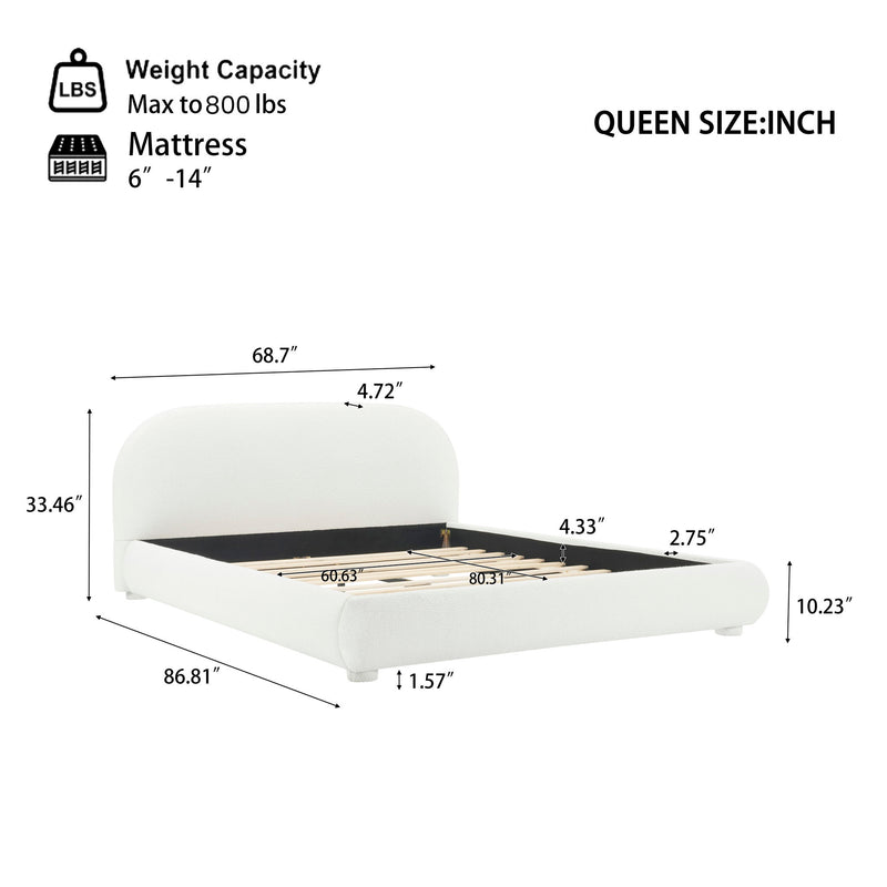 Upholstered Simple Modern Bedroom Bed With Curved Headboard - R&R Furniture Gallery (Fountain Valley, CA)