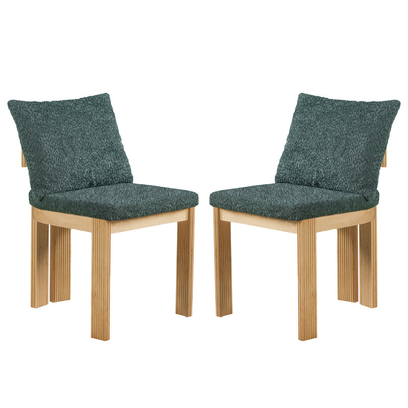 Set of two Noble House indoor dining chairs with wooden legs and upholstered seats, ideal for modern kitchen or dining room.
