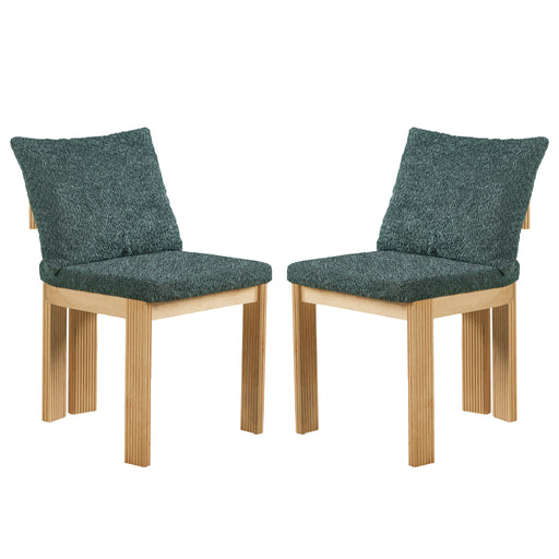 Set of two Noble House indoor dining chairs with wooden legs and upholstered seats, ideal for modern kitchen or dining room.