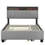 Upholstered Platform Bed With Storage Headboard, Trundle & 2 Drawers And A Set Of Sockets & USB Ports - R&R Furniture Gallery (Fountain Valley, CA)