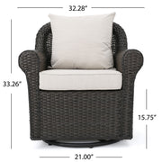 Amaya - Outdoor Swivel Rocker Chair With Water Resistant Cushions - Brown / Beige - R&R Furniture Gallery (Fountain Valley, CA)