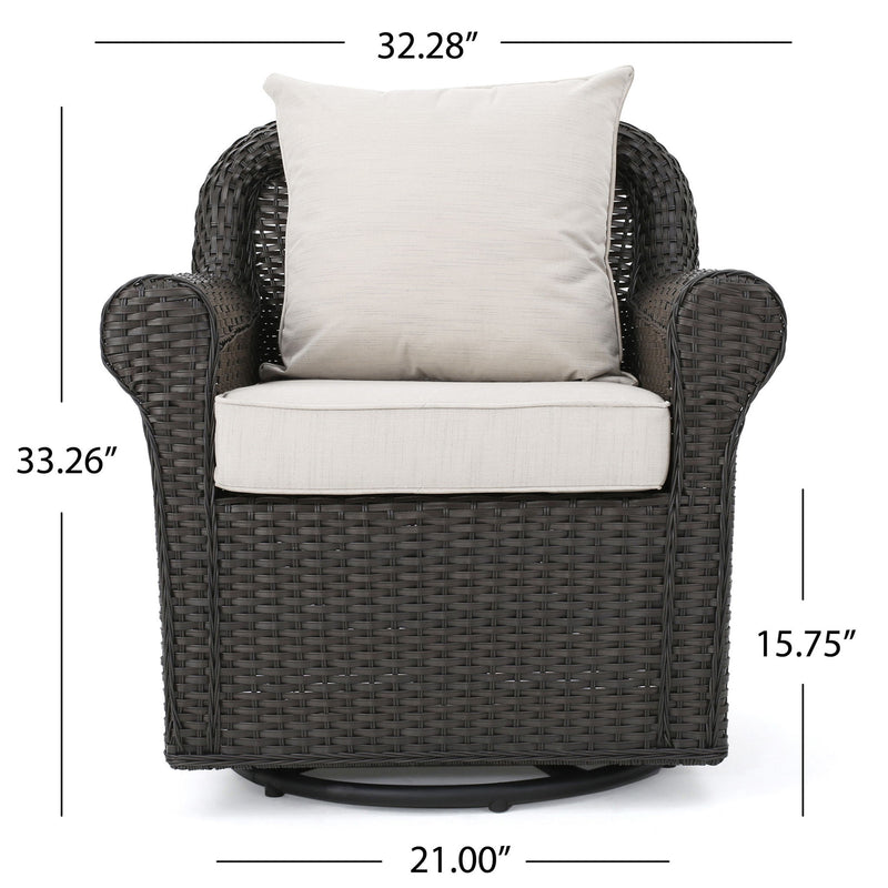 Amaya - Outdoor Swivel Rocker Chair With Water Resistant Cushions - Brown / Beige - R&R Furniture Gallery (Fountain Valley, CA)