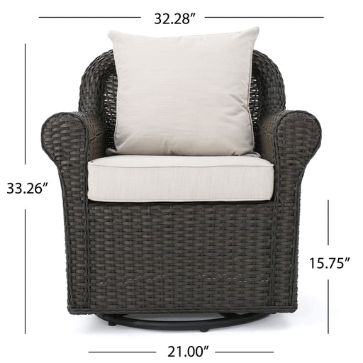 Amaya - Outdoor Swivel Rocker Chair With Water Resistant Cushions - Brown / Beige - R&R Furniture Gallery (Fountain Valley, CA)